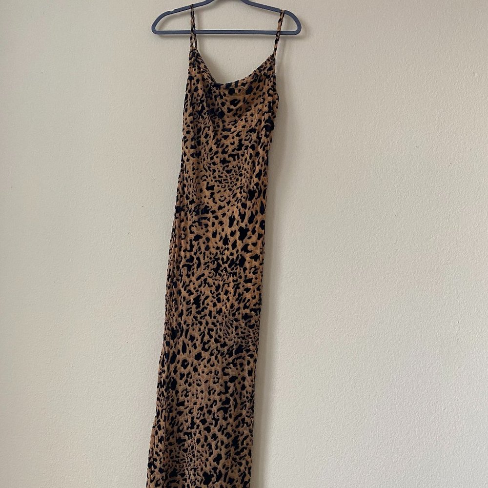 Nasty Gal Cheetah Print Cowl Neck  Maxi dress